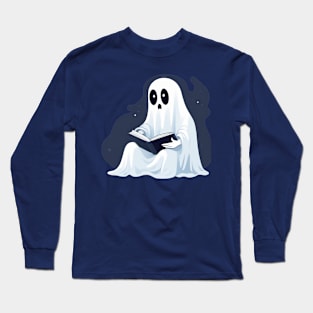 Spooky Halloween Bookworm ghost Long Sleeve T-Shirt